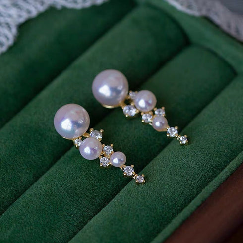 Bling Starry Sky Freshwater Pearl Drop Earrings - May-Lynn Jewelry